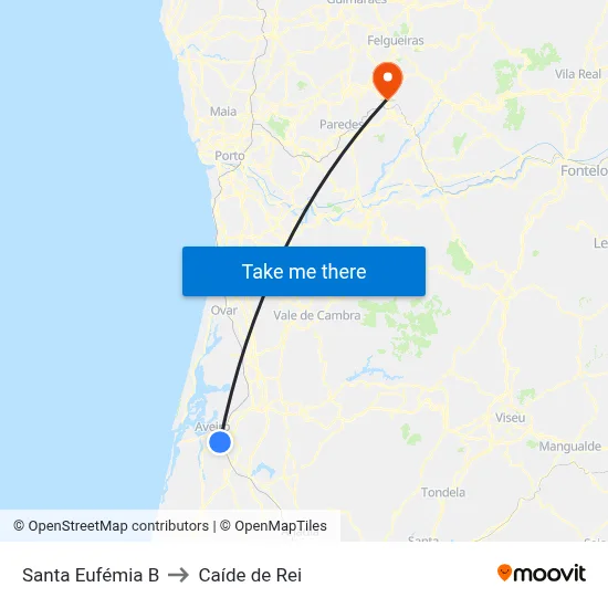 Santa Eufémia B to Caíde de Rei map