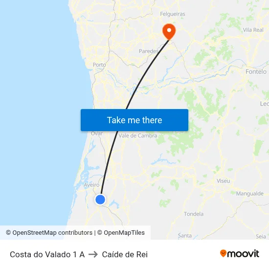 Costa do Valado 1 A to Caíde de Rei map