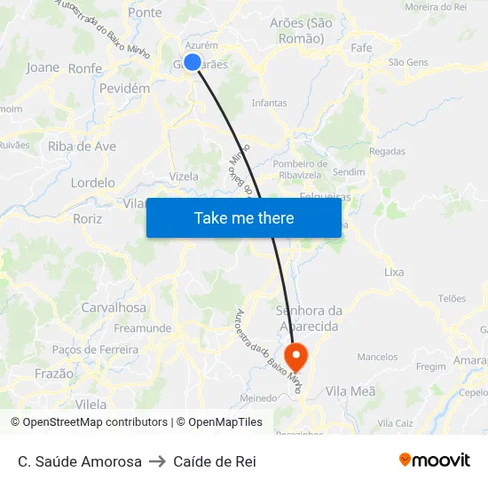 C. Saúde Amorosa to Caíde de Rei map