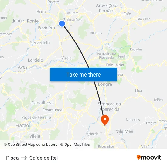 Pisca to Caíde de Rei map