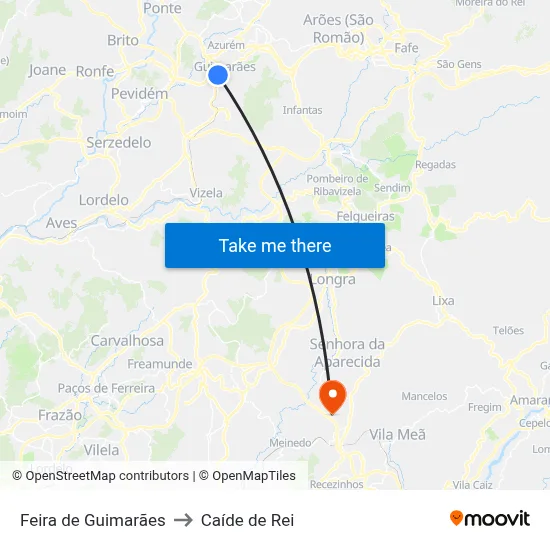 Feira de Guimarães to Caíde de Rei map