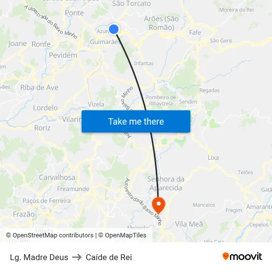 Lg. Madre Deus to Caíde de Rei map