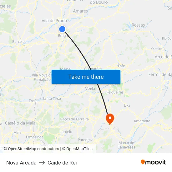 Nova Arcada to Caíde de Rei map