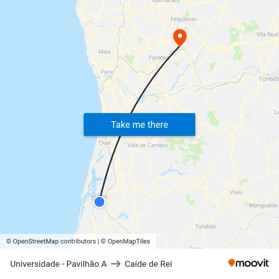 Universidade - Pavilhão A to Caíde de Rei map