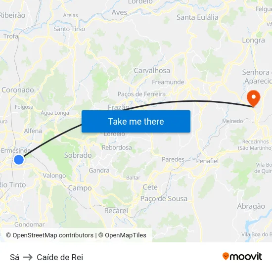 Sá to Caíde de Rei map
