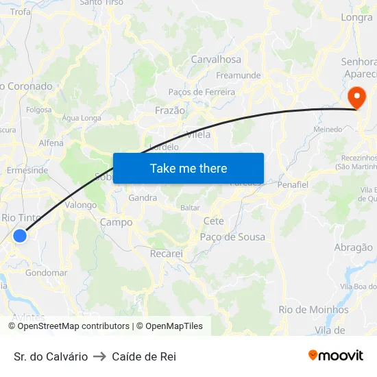 Sr. do Calvário to Caíde de Rei map