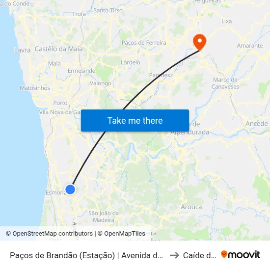 Paços de Brandão (Estação) | Avenida do Monte de Cima to Caíde de Rei map