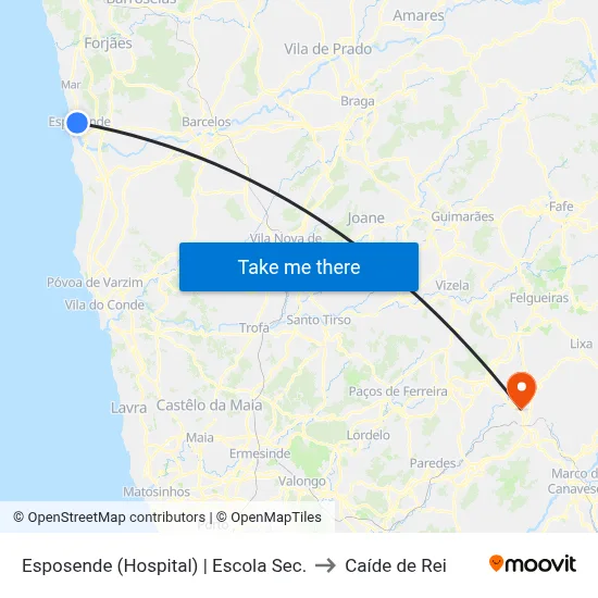 Esposende (Hospital) | Escola Sec. to Caíde de Rei map