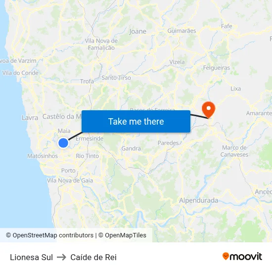 Lionesa Sul to Caíde de Rei map