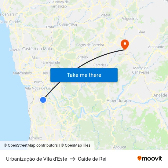 Urbanização de Vila d'Este to Caíde de Rei map