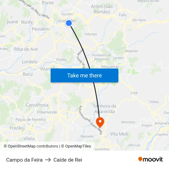 Campo da Feira to Caíde de Rei map