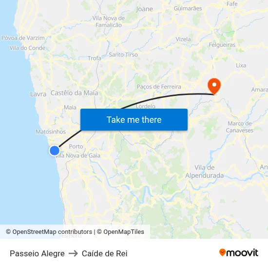 Passeio Alegre to Caíde de Rei map