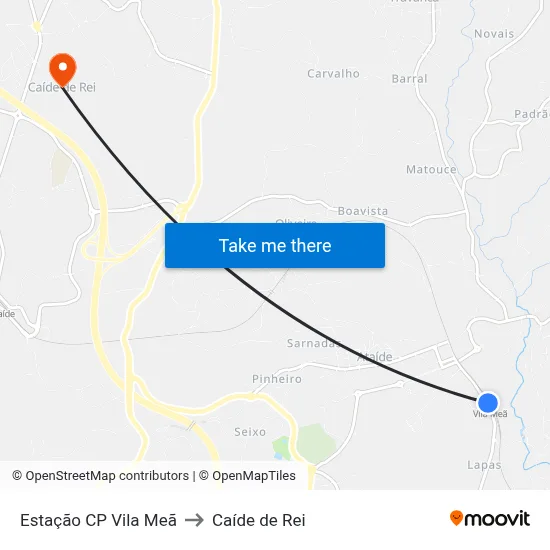 Estação CP Vila Meã to Caíde de Rei map