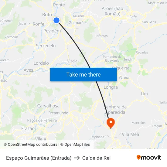Espaço Guimarães (Entrada) to Caíde de Rei map