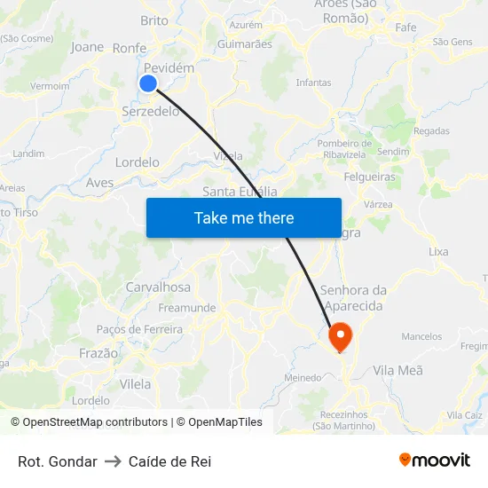 Rot. Gondar to Caíde de Rei map
