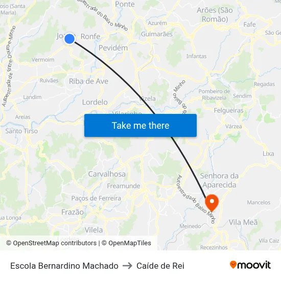 Escola Bernardino Machado to Caíde de Rei map