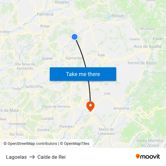 Lagoelas to Caíde de Rei map