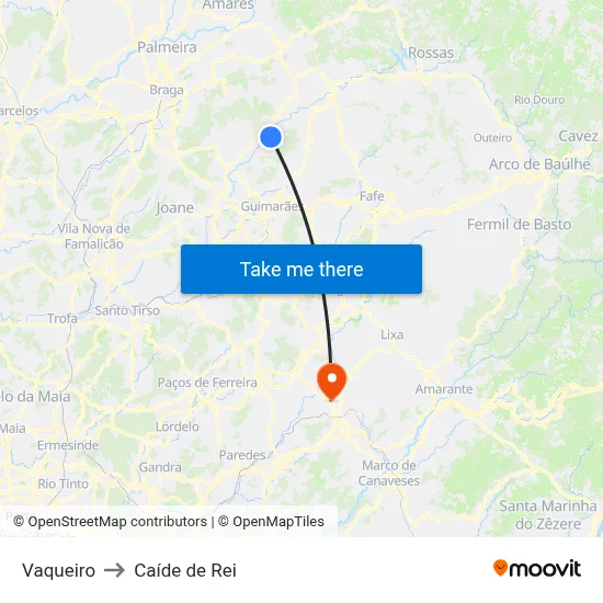 Vaqueiro to Caíde de Rei map