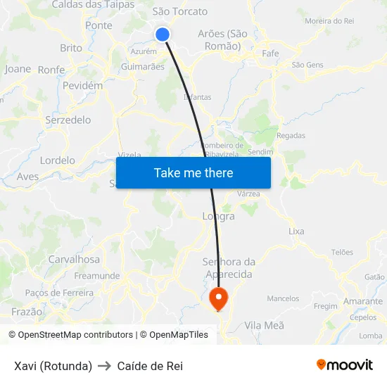 Xavi (Rotunda) to Caíde de Rei map