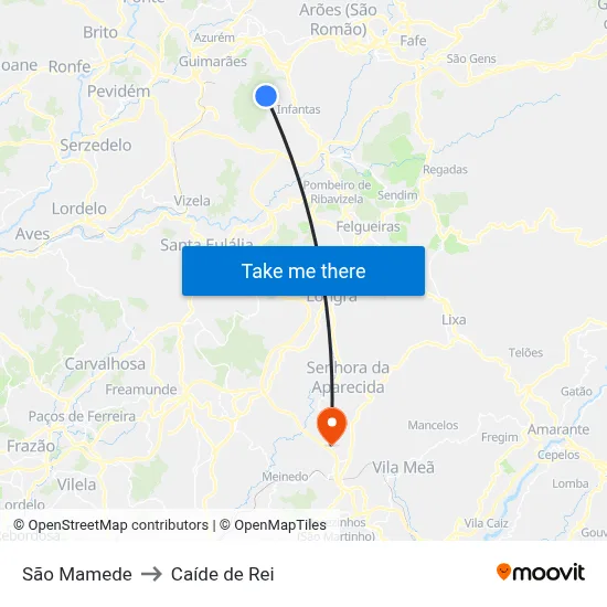 São Mamede to Caíde de Rei map