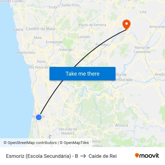 Esmoriz (Escola Secundária) - B to Caíde de Rei map