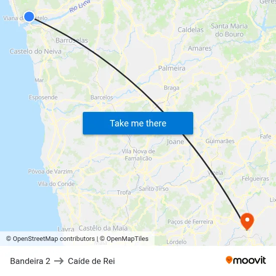 Bandeira 2 to Caíde de Rei map