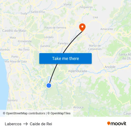 Labercos to Caíde de Rei map