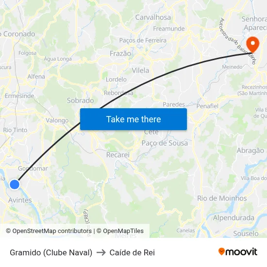 Gramido (Clube Naval) to Caíde de Rei map