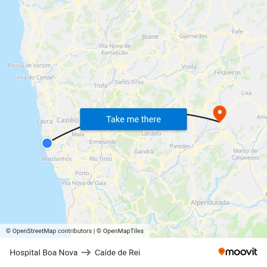 Hospital Boa Nova to Caíde de Rei map