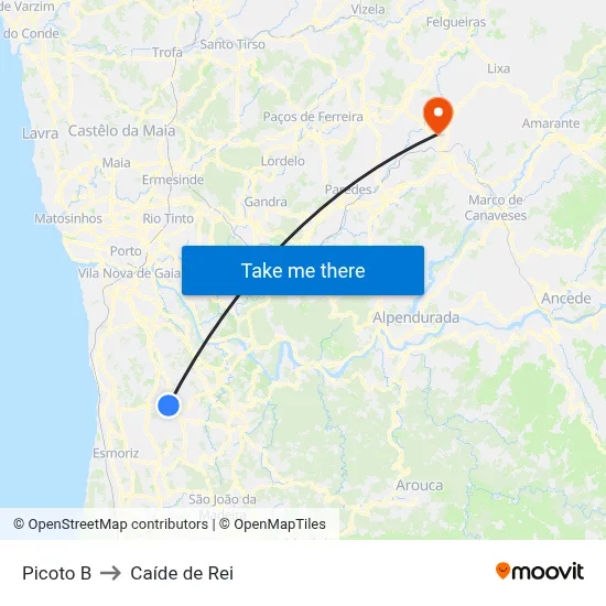 Picoto B to Caíde de Rei map