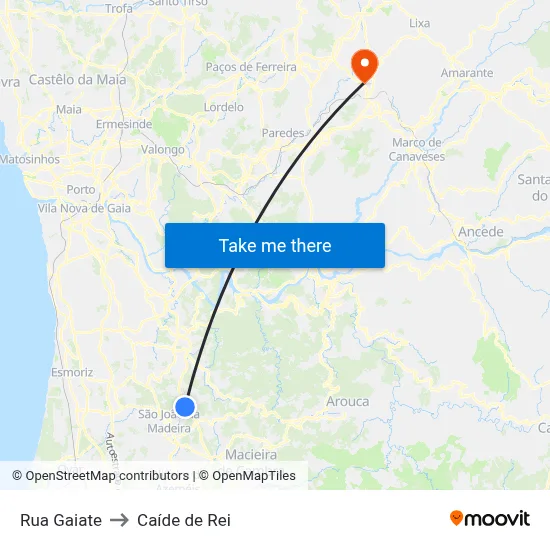 Rua Gaiate to Caíde de Rei map