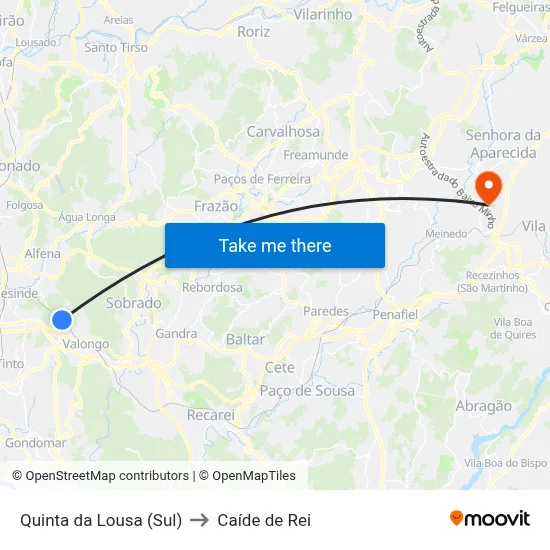 Quinta da Lousa (Sul) to Caíde de Rei map