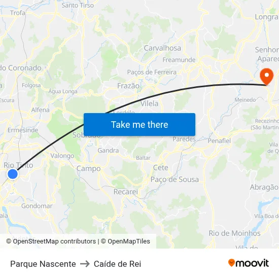 Parque Nascente to Caíde de Rei map