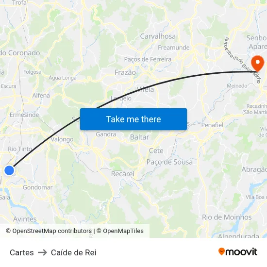 Cartes to Caíde de Rei map
