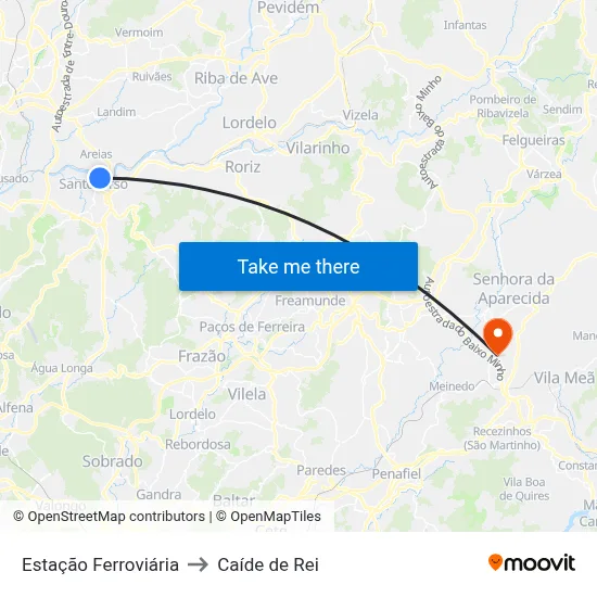 Estação Ferroviária to Caíde de Rei map