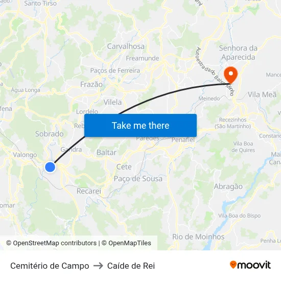 Cemitério de Campo to Caíde de Rei map