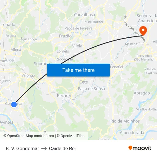 B. V. Gondomar to Caíde de Rei map