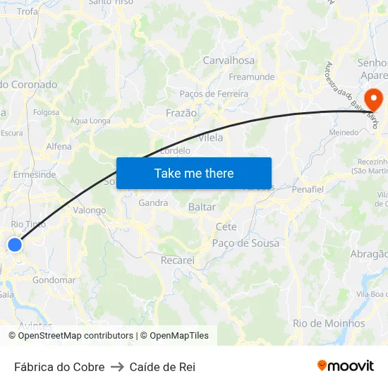 Fábrica do Cobre to Caíde de Rei map