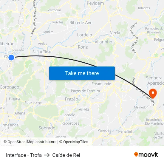 Interface - Trofa to Caíde de Rei map