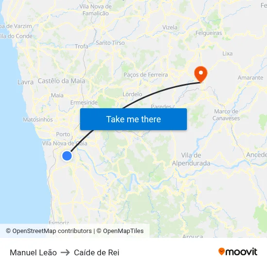 Manuel Leão to Caíde de Rei map