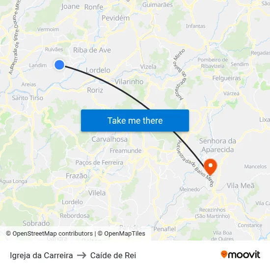 Igreja da Carreira to Caíde de Rei map