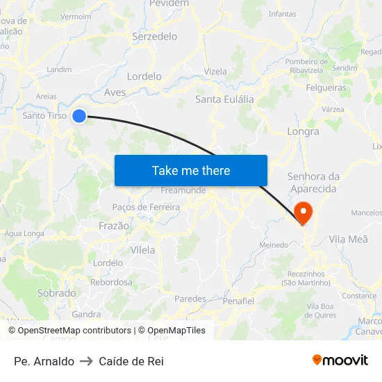 Pe. Arnaldo to Caíde de Rei map