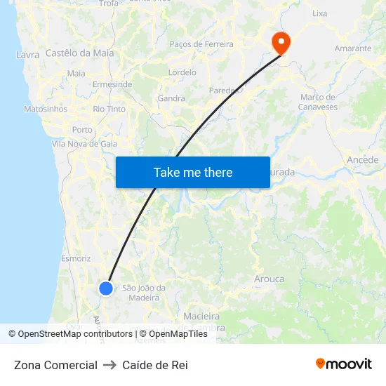 Zona Comercial to Caíde de Rei map