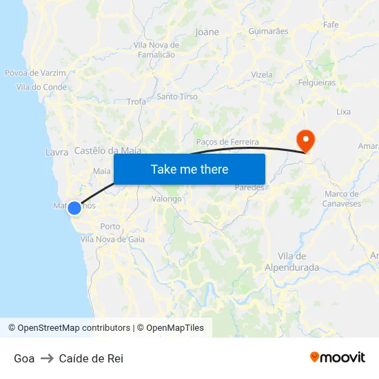 Goa to Caíde de Rei map