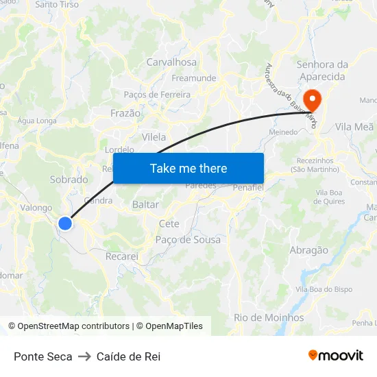 Ponte Seca to Caíde de Rei map