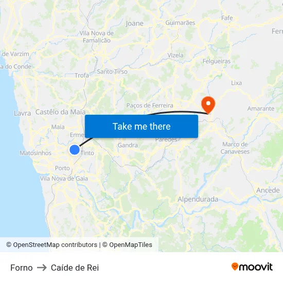 Forno to Caíde de Rei map