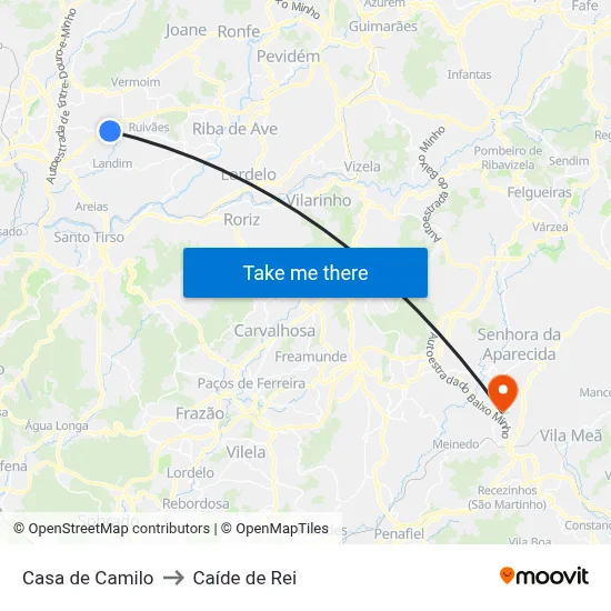 Casa de Camilo to Caíde de Rei map