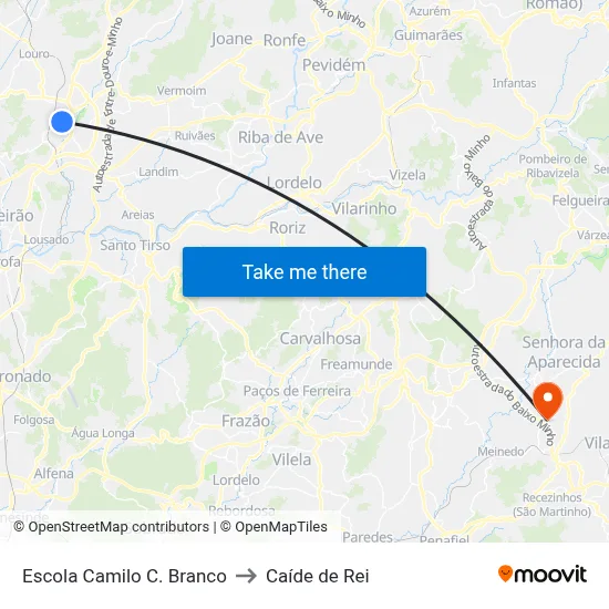 Escola Camilo C. Branco to Caíde de Rei map