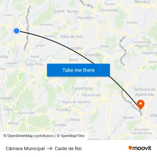 Câmara Municipal to Caíde de Rei map