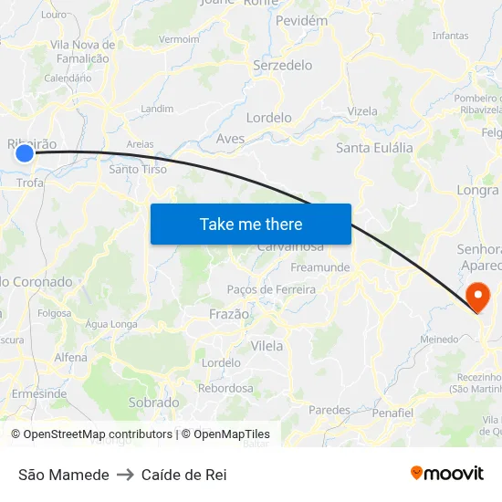 São Mamede to Caíde de Rei map